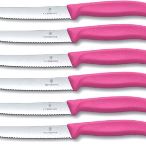 Victorinox set 6 coltello da tavola fucsia dentato punta tonda qualità extra
