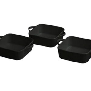 Tognana set 3 cocotte quadrate nere cm 7x7, in fine porcellana
