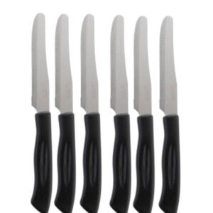 Marietti Top, set 6 coltelli tavola nero, seghetto 11 cm manico in nylon lama inox