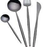 Abert Porto black, Set 16 pz posate in PVD nero, acciaio inox 18/c