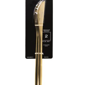 Abert Porto gold, Set 2 pz coltello tavola in PVD oro, acciaio inox 18/c