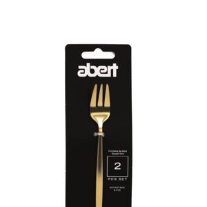 Abert Porto gold, Set 2 pz forchetta dolce in PVD oro, acciaio inox 18/c