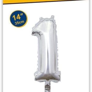 Rocca fun factory, palloncino numero 1 argento minishipe 14 - 35 cm 1 pz