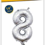 Rocca fun factory, palloncino numero 8 argento minishipe 14 - 35 cm 1 pz