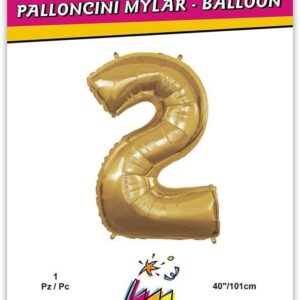 Rocca fun factory, palloncino numero 2 oro mega 40 - 101 cm 1 pz