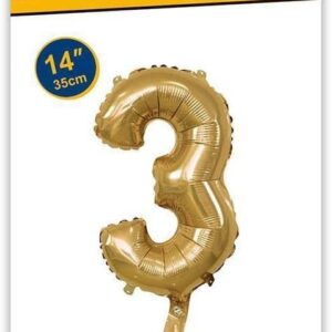 Rocca fun factory, palloncino numero 3 oro minishipe 14 - 35 cm 1 pz