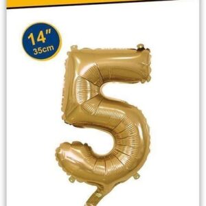 Rocca fun factory, palloncino numero 5 oro minishipe 14 - 35 cm 1 pz