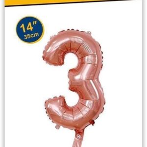 Rocca fun factory, palloncino numero 3 rosa gold minishipe 14 - 35 cm 1 pz