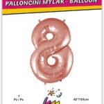 Rocca fun factory, palloncino numero 8 rosa gold mega 40 - 101 cm 1 pz