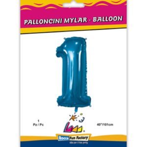 Rocca fun factory, palloncino numero 1 blu mega 40 - 101 cm 1 pz