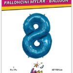 Rocca fun factory, palloncino numero 8 blu mega 40 - 101 cm 1 pz