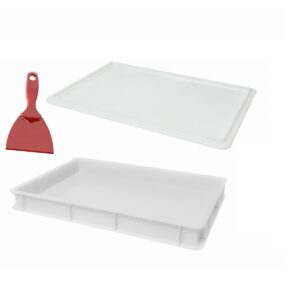 Genus Dei, set 3 pezzi, cassetta 60x40x7, portaimpasto + coperchio + raschietto cm 10