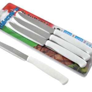 Svanera bistecchissimi, set 6 coltelli tavola Bianco dentata cm 11,5 acciaio inox