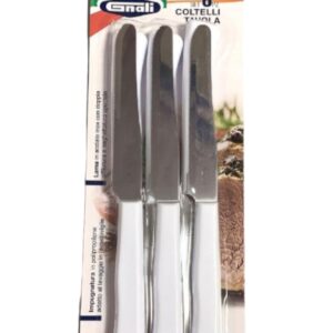 Gnali, set 6 coltello tavola Bianco, lama dentata cm 11