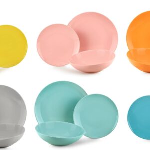 Fade carioca Rainbow, servizio piatti 18 pezzi in fine porcellana, qualità extra