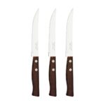 Tramontina Tradicional, set 3 coltello da bistecca dentato a punta, manico legno