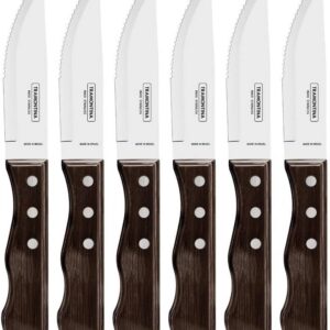 Tramontina Jumbo, set 6 coltello da bistecca dentato a punta, manico legno