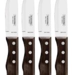 Tramontina Jumbo, set 4 coltello da bistecca dentato a punta, manico legno