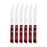 Tramontina Classic, set 6 coltello da bistecca dentato a punta, manico legno bordoux
