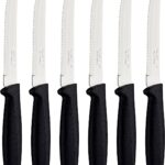Tramontina Plenus, set 6 coltello Nero da bistecca dentato a punta, manico plastica
