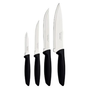 Tramontina Plenus set 4 Coltelli cucina, lama acciaio manico pp nero
