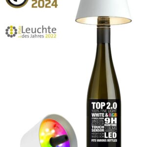 Sompex Top 2.0, lampada per bottiglie ricaricabile bianca