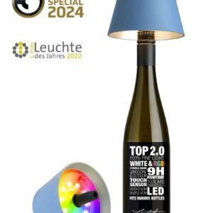 Sompex Top 2.0, lampada per bottiglie ricaricabile blu