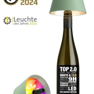 Sompex Top 2.0, lampada per bottiglie ricaricabile verde oliva