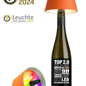 Sompex Top 2.0, lampada per bottiglie ricaricabile arancione