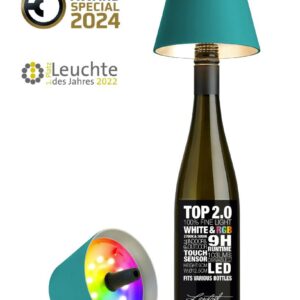 Sompex Top 2.0, lampada per bottiglie ricaricabile turchese