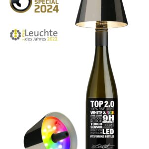 Sompex Top 2.0, lampada per bottiglie ricaricabile grigio siderale