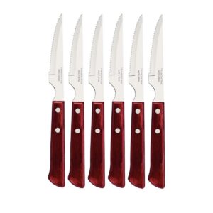 Tramontina Churrasco, set 6 coltello da bistecca dentato a punta, manico poliwood