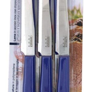 Gnali, set 6 coltello tavola Blu, lama dentata cm 11