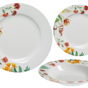 Q.B Botanico, set 18 piatti in fine porcellana