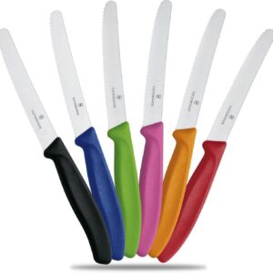 Victorinox serie 1, set 6 coltello tavola colorato, dentato punta tonda qualità extra