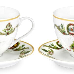 Fade Xmas Bells Natale, set 2 tazze colazione 370 ml, in fine porcellana