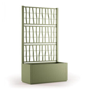 Stefanplast Ethica, fioriera rettangolare 80 cm con spalliera, verde oliva
