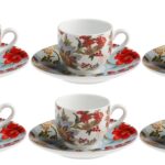 Galbiati Eden Natale, set 6 tazze da caffe con piatto in fine porcellana