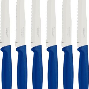 Tramontina Plenus, set 6 coltello Blu da tavola dentato, manico plastica