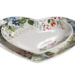 Galbiati set 2 piatti cuore Winter Garden porcellana