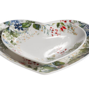 Galbiati Winter Garden Natale, set 2 piatto cuore in fine porcellana