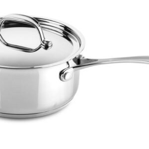 Mepra glamour diamond, casseruola 1 manico 16 cm con coperchio, in acciaio inox adatto ad induzione