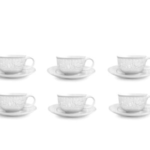 Fade Xmas White Natale, set 6 tazze da caffè ml 100 in fine porcellana, qualità extra