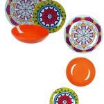 Excelsa Mandala Etno Arancio, posto tavola 3 piatti, in fine porcellana