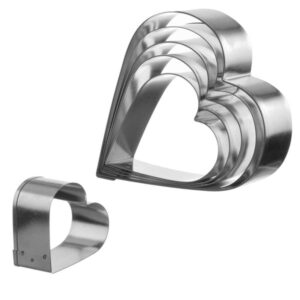 Eva collection, set 5 stampi per biscotti cuore, in acciaio inox