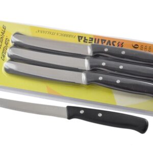 Svanera jo 6 coltello tavola cm 11 manico nero chiodato qualità extra