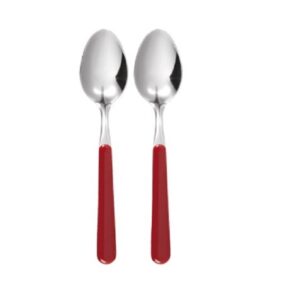 Excelsa, set 2 cucchiai tavola rosso, in acciaio inox nickel free