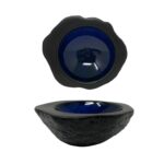 Madeira, piatto coppa concava effetto pietra 24,5 x 20,5 cm blu intenso e nero opaco