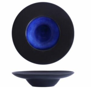 Madeira, piatto pasta bowl 27 cm blu intenso e nero opaco