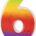 Wilton, candela per dolci numero 6 arcobaleno cm 7,5